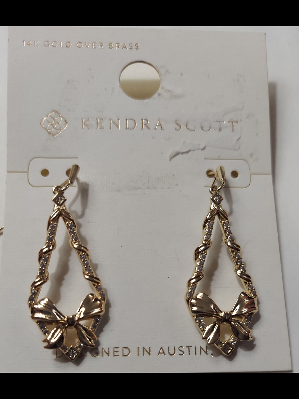 Kendra Scott Gold Bow Drop Earrings
